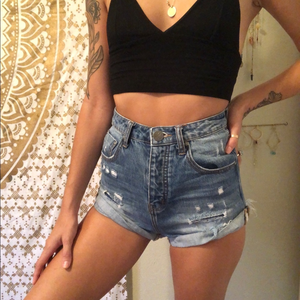 One Teaspoon High Waist Bandits denim shorts